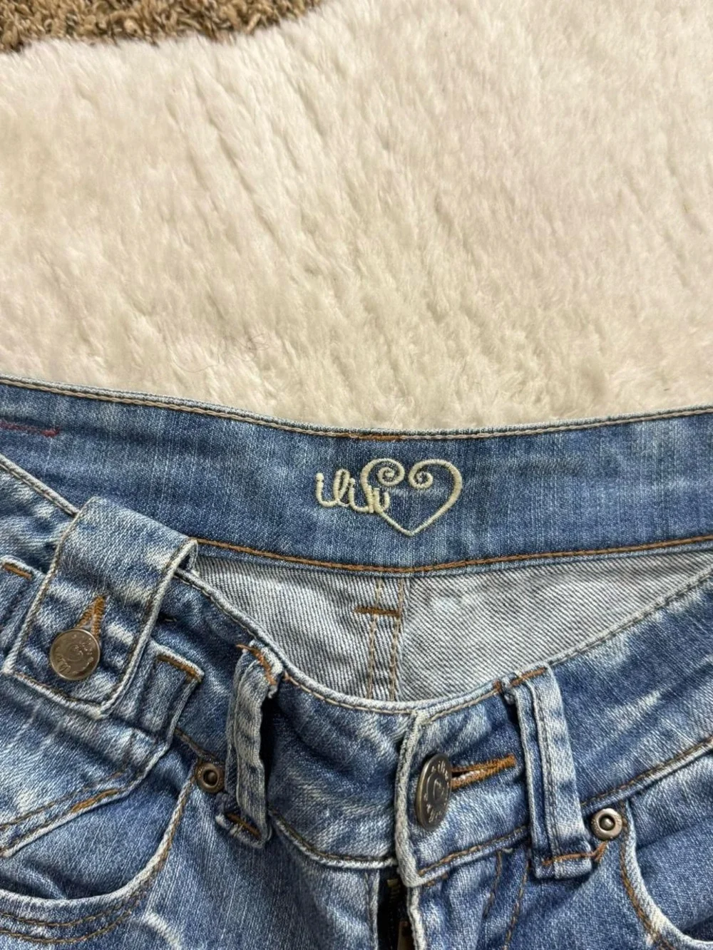 Y2k girly grunge distressed low rise denim shorts